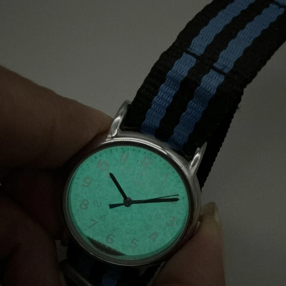 Timex Indiglo Womens Watch 31mm Silver Tone Gray Dial Black Blue New Battery